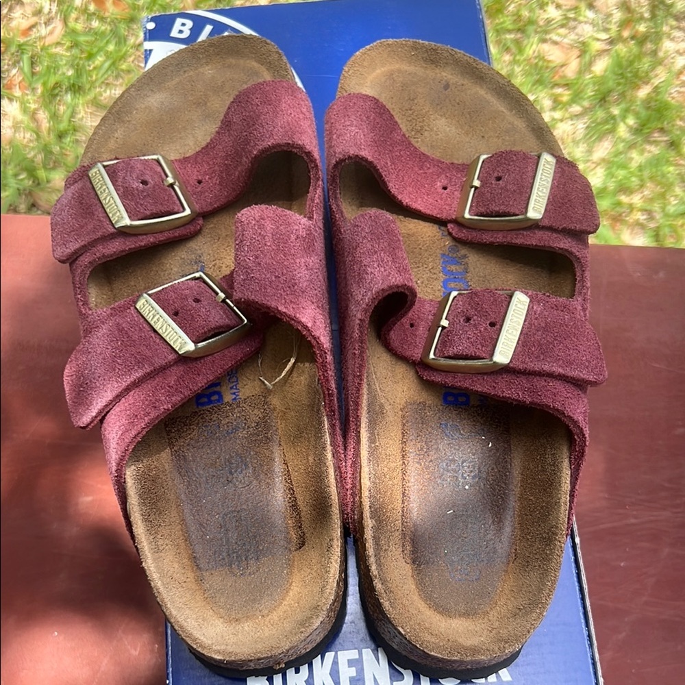 Birkenstock Maroon Suede Sandals